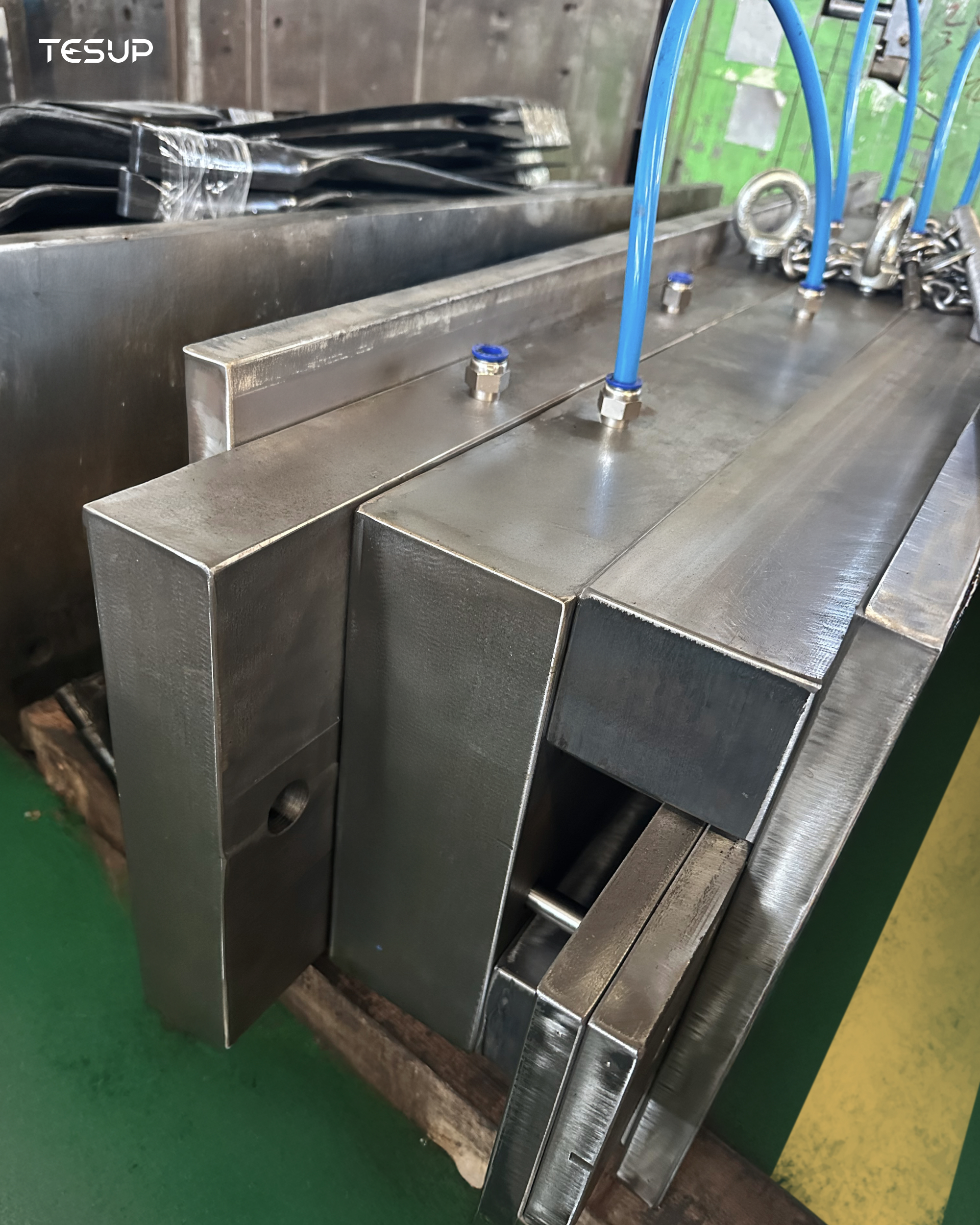 Finished Magnum wind blades ready for assembly at Wekraft