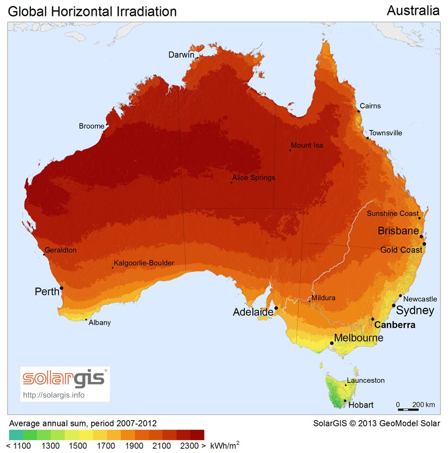 Solar resource map — Australia