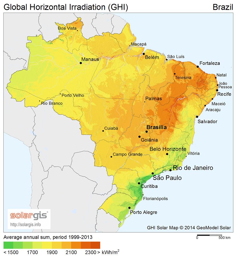 Solar resource map — Brasil