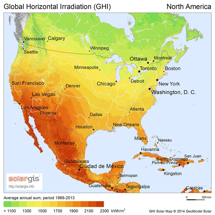 Solar resource map — Canada