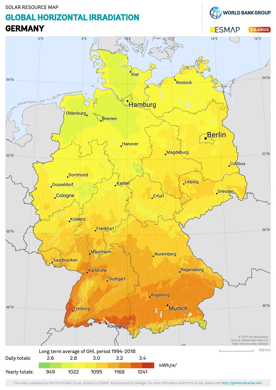 Solar resource map — Deutschland