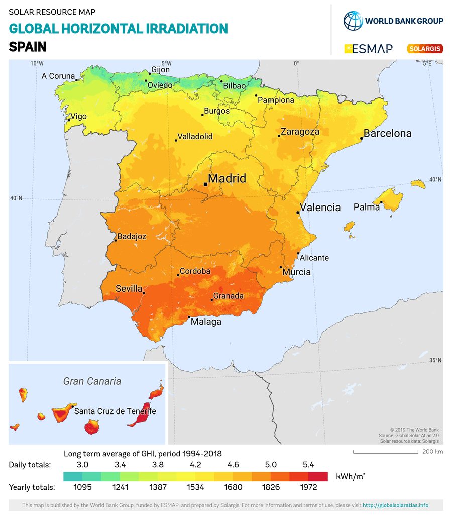 Solar resource map — España
