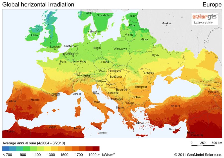 Solar resource map — Suomi
