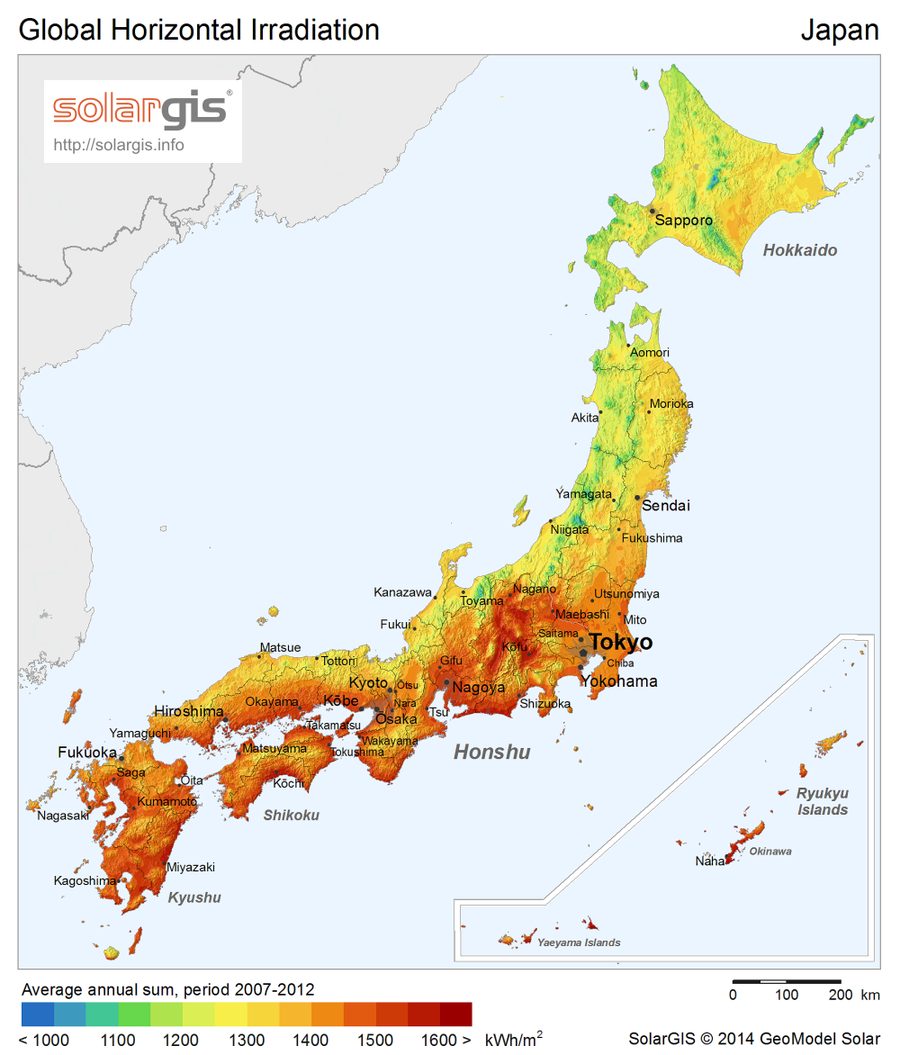 Solar resource map — 日本