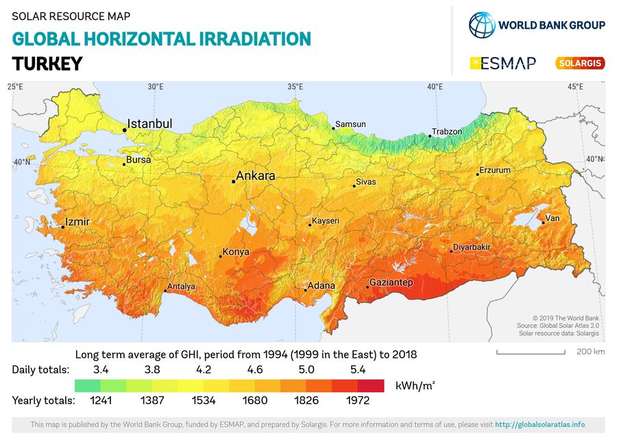 Solar resource map — Türkiye