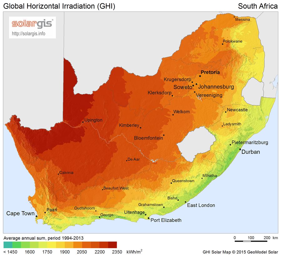 Solar resource map — South Africa